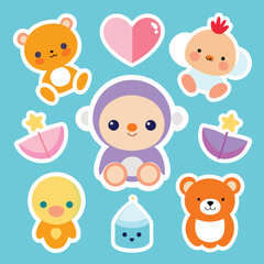 Cute Kawaii Baby Stickers Collection