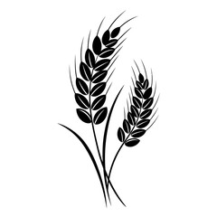 Stylized black wheat stalks on a white background silhouette
