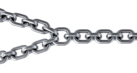Obraz premium Interconnected Metal Chains Symbolizing Strength and Unity on isolated background, generative ai 