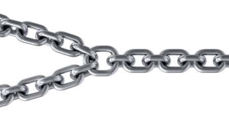 Interconnected Metal Chains Symbolizing Strength and Unity on isolated background, generative ai	