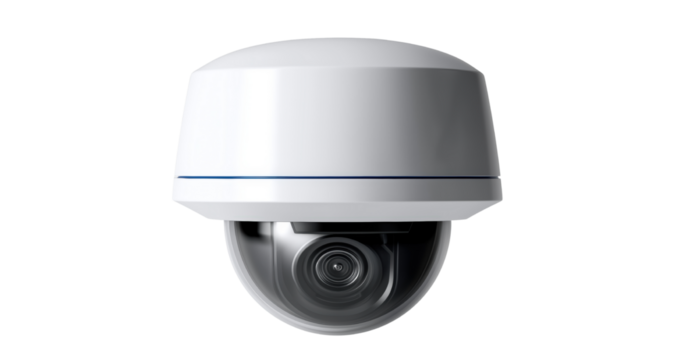 Advanced Security Camera for Reliable Surveillance on isolated background, generative ai	