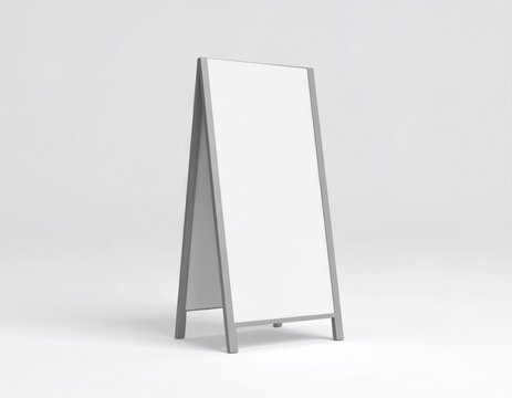 Blank White A-Frame Sign Mockup on Grey Background