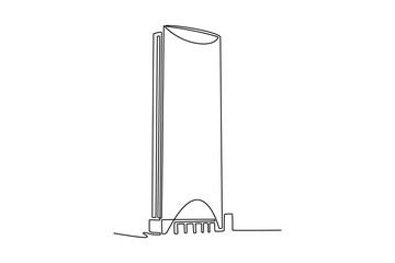  Sky building concept. Single line draw design. Vector graphic illustration