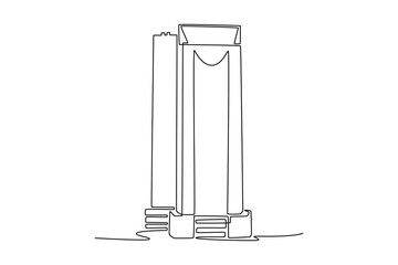  Sky building concept. Single line draw design. Vector graphic illustration