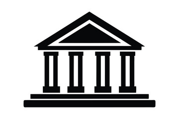 Minimalist bank icon with classic greek pillar design on white background