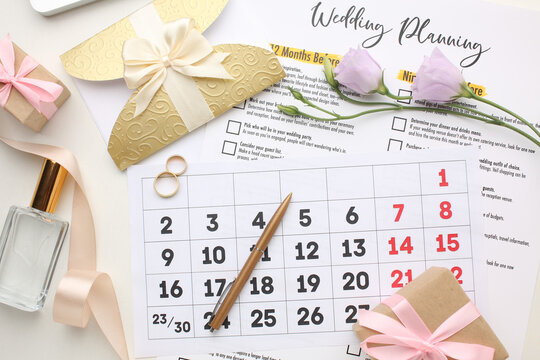Happily Ever After - Images for Perfect Wedding Planning - planning calendar, rings and flowers, wedding checklist.