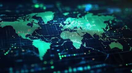 Global Network  Digital World Map  Data Visualization