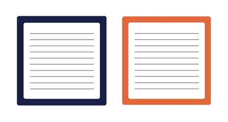 Set of Two Paper Notes with Colored Borders and Horizontal Lines for Office or School Use. Stationery. Illustration