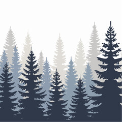 Fototapeta premium silhouettes of fir trees are set against a background of coniferous spruce pattern