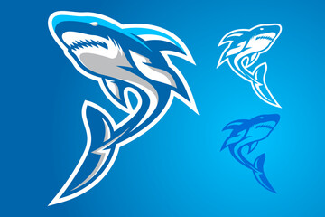 Aggressive Shark Football Logo