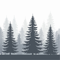 Obraz premium silhouettes of fir trees are set against a background of coniferous spruce pattern