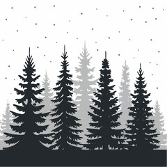 Fototapeta premium silhouettes of fir trees are set against a background of coniferous spruce pattern