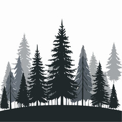 Obraz premium silhouettes of fir trees are set against a background of coniferous spruce pattern