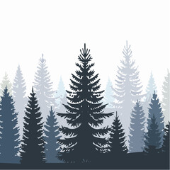Obraz premium silhouettes of fir trees are set against a background of coniferous spruce pattern