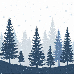 Fototapeta premium silhouettes of fir trees are set against a background of coniferous spruce pattern