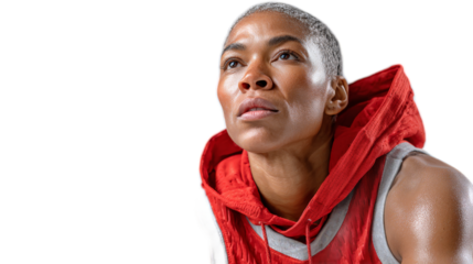 Inner Strength: A determined athlete, radiating focus and resolve, embodies the spirit of peak performance, with sweat glistening on their skin.