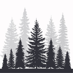 Obraz premium silhouettes of fir trees are set against a background of coniferous spruce pattern
