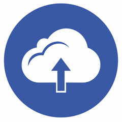 Cloud upload icon blue circle background