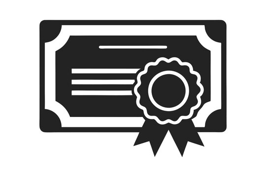 certificate icon silhouette on white background