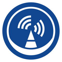 Wireless signal icon blue circle background