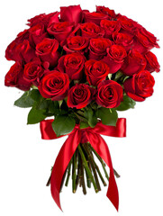 A bouquet of red roses isolated on transparent background