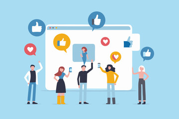 Social Media Engagement People Interacting with Online Content and Giving Likes and Hearts