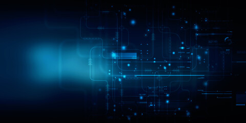 2d illustration Abstract futuristic electronic circuit technology background