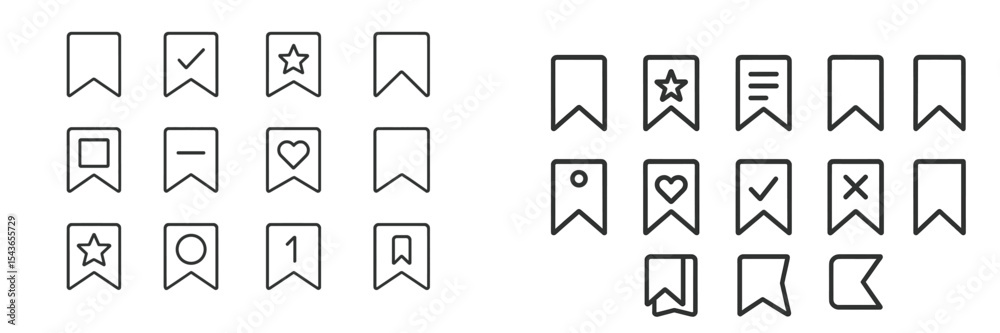 Aufkleber Multiple simple icons representing various bookmarks and symbols designed for user interface applications and graphic design projects