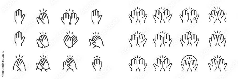 Aufkleber Clapping hands in various gestures conveying excitement and approval during a social event or performance