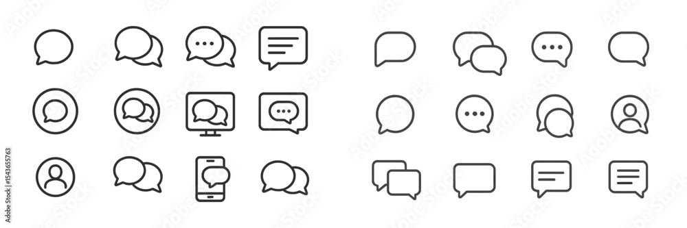Aufkleber Various conversation icons displayed on a clean background highlighting communication in modern digital contexts
