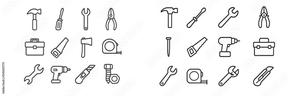 Poster Collection of various hand tools and equipment arranged neatly on a light background for DIY projects and repairs