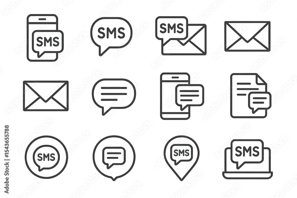 Poster Designs showcasing various messaging icons and symbols used in digital communication and notifications for text messages and emails