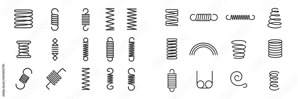 Poster Curated collection of various spring shapes and designs for creative project inspiration in a minimalist style