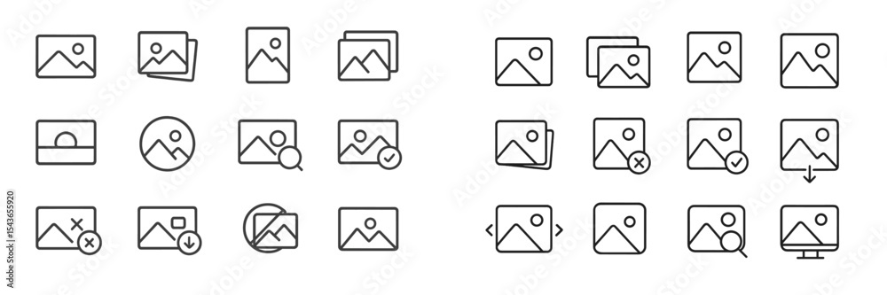 Poster Collection of various image icon designs used for representing photos and graphics on digital platforms
