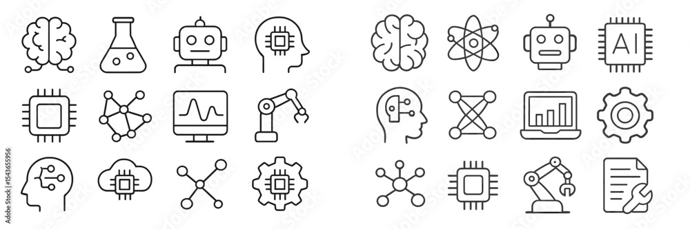 Poster Illustrations showcasing artificial intelligence, technology, and robotics concepts in a modern style