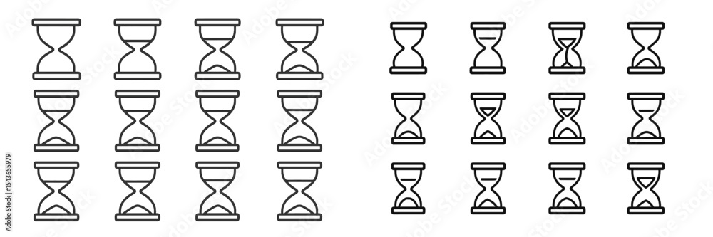 Poster Multiple hourglass designs arranged in a structured layout, showcasing various styles and shapes