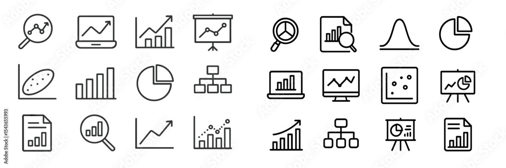 Aufkleber Collection of vector icons representing graphs, charts, and data analysis tools in a clean and minimal style