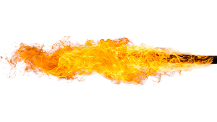 Stream of fire isolated on transparent background