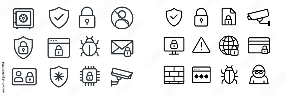 Poster illustrating cybersecurity symbols depicting various aspects of digital protection and privacy measu