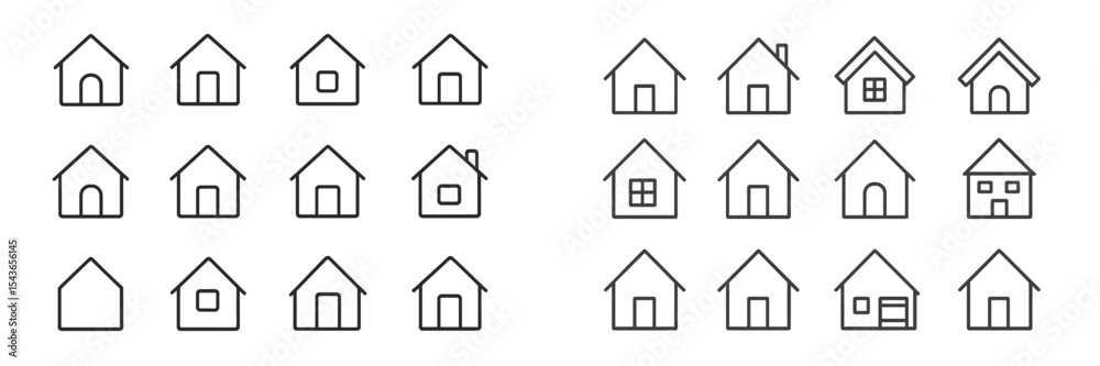 Poster Various simple house outlines designed for creative projects and illustrations showcasing different styles and shapes