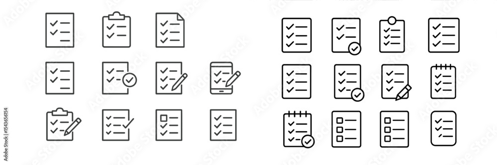 Aufkleber Various checklist icons for organization and task management displayed in a structured grid layout
