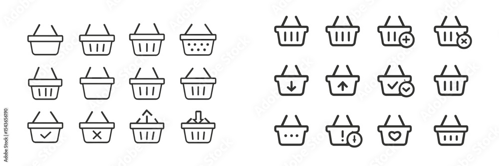 Aufkleber Minimalist shopping basket icons designed for e-commerce applications to enhance user experience while browsing products online