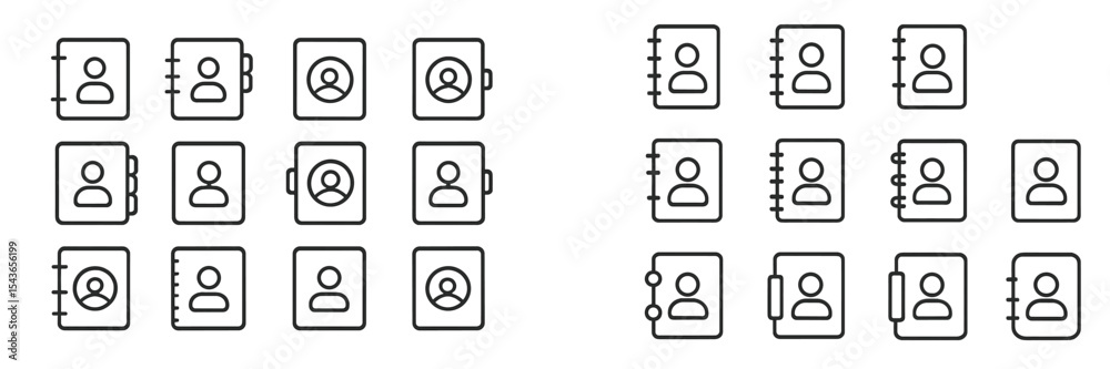 Fototapete collection of icons representing contact lists and user profiles in a minimalist design