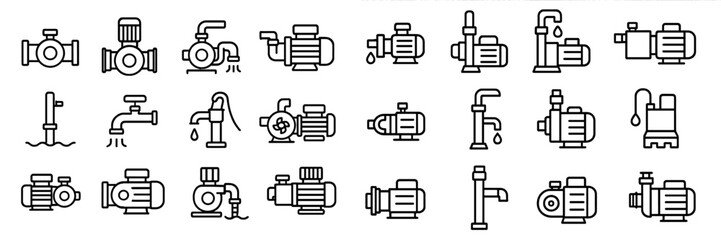 Various pump and valve icons showcasing designs used in plumbing and mechanical applications across different industries