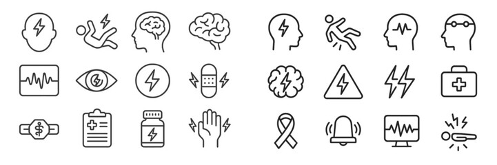 Fototapeta premium Collection of health and wellness icons representing various medical concepts and diagnoses in a clean layout