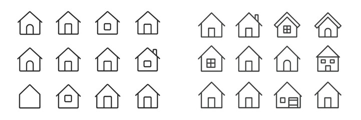 Naklejka premium Various simple house outlines designed for creative projects and illustrations showcasing different styles and shapes