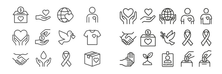 Symbols of charity and community engagement promoting compassion and kindness during various volunteer activities