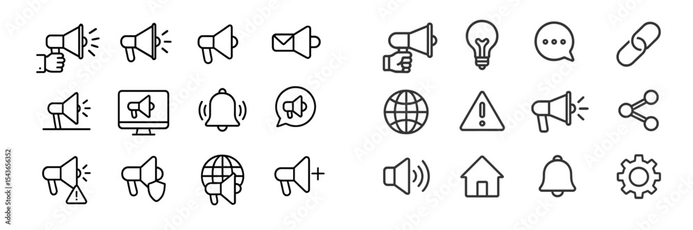 Aufkleber Collection of various icons representing communication and notification concepts in a modern design layout