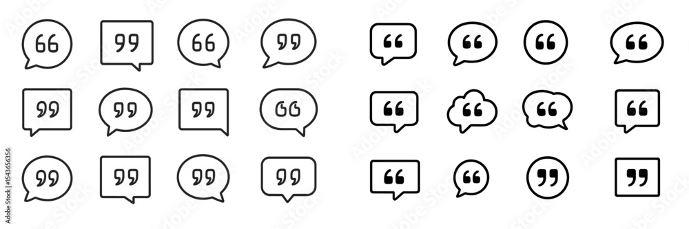 Aufkleber Collection of various speech bubble icons featuring quotation marks in minimalistic design for creative use