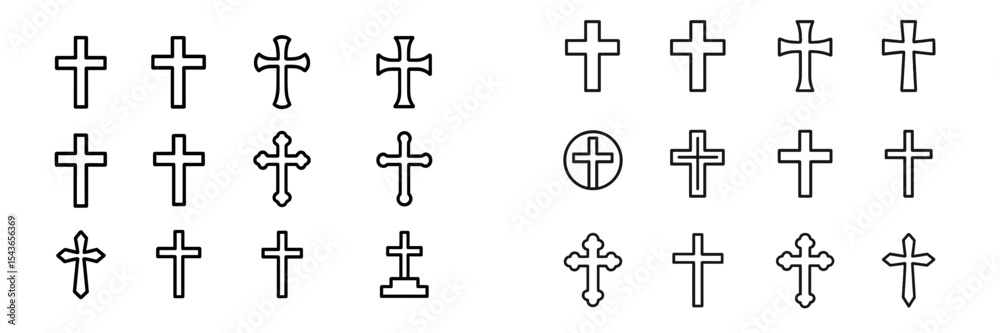 Aufkleber Collection of various cross designs for artistic use in crafting and religious projects